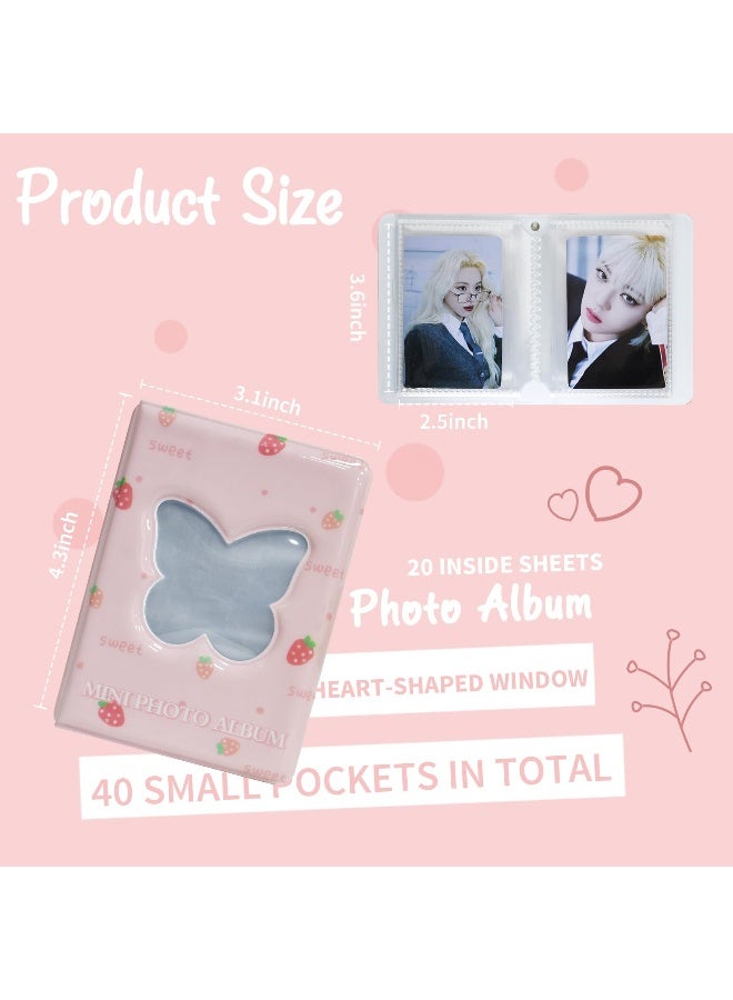 Babyfond 3 Inch Mini Photo Album Kpop Photocard Binder, Butterfly Hollow Photocard Holder Book, Business Card Book Holder, Photocard Sleeves 40 Pockets (Pink) - Image 3